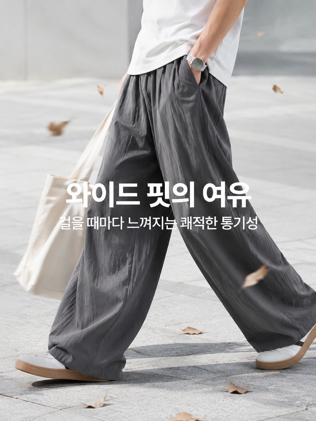 남성용 린넨 코튼 루즈핏 팬츠