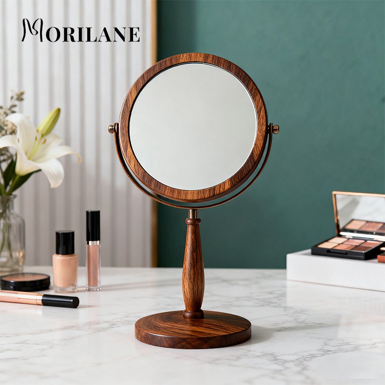 กระจกไม้ทรงกลมปรับได้