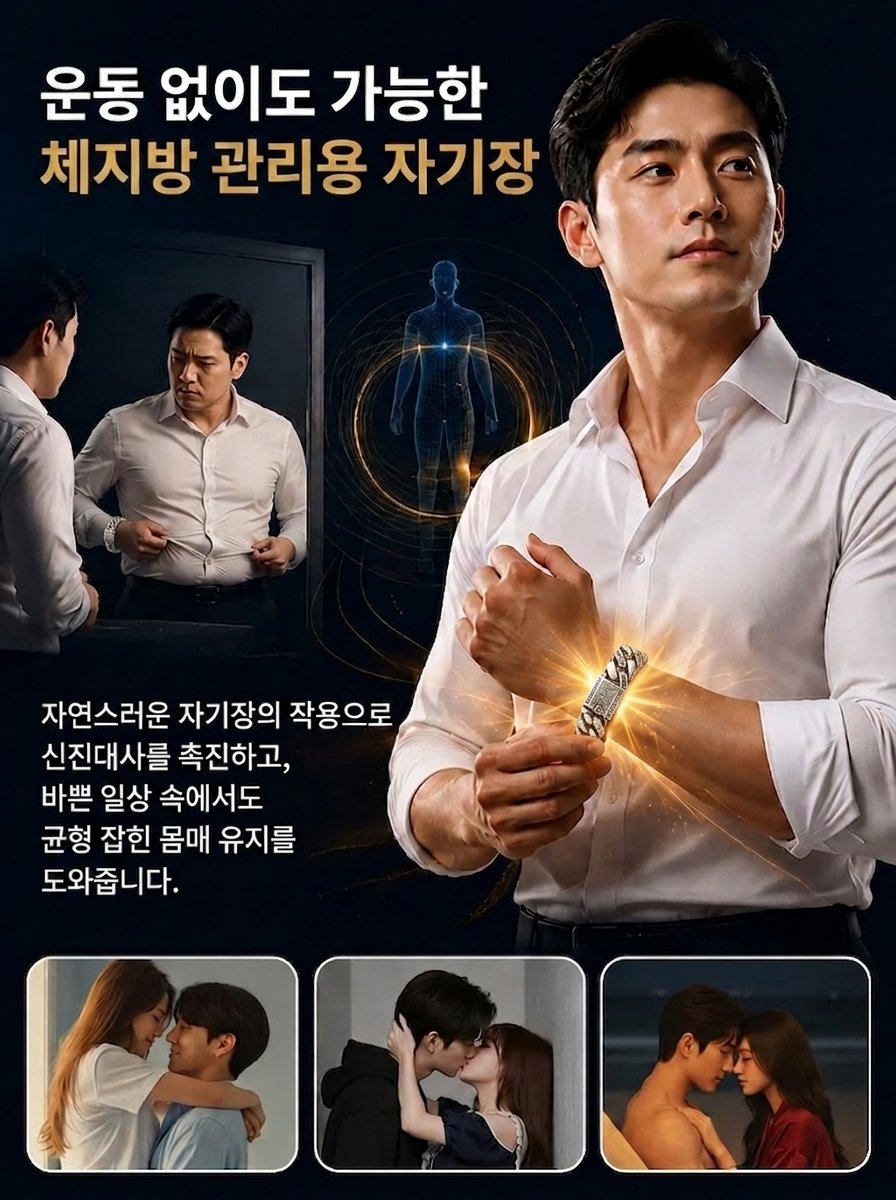 클래식 당초무늬 타이실버 마그네틱 팔찌