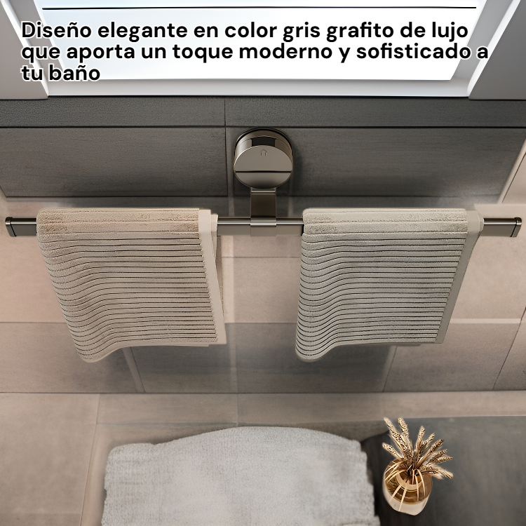 Portatoallas de baño con ventosa, sin necesidad de taladrar, gris grafito de lujo