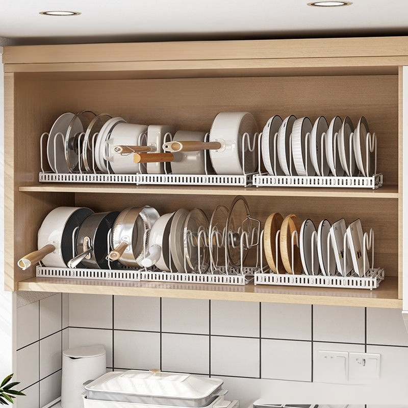 Multifunktionaler ausziehbarer Küchenständer – Topfdeckel-, Schneidebrett- und Geschirrhalter
