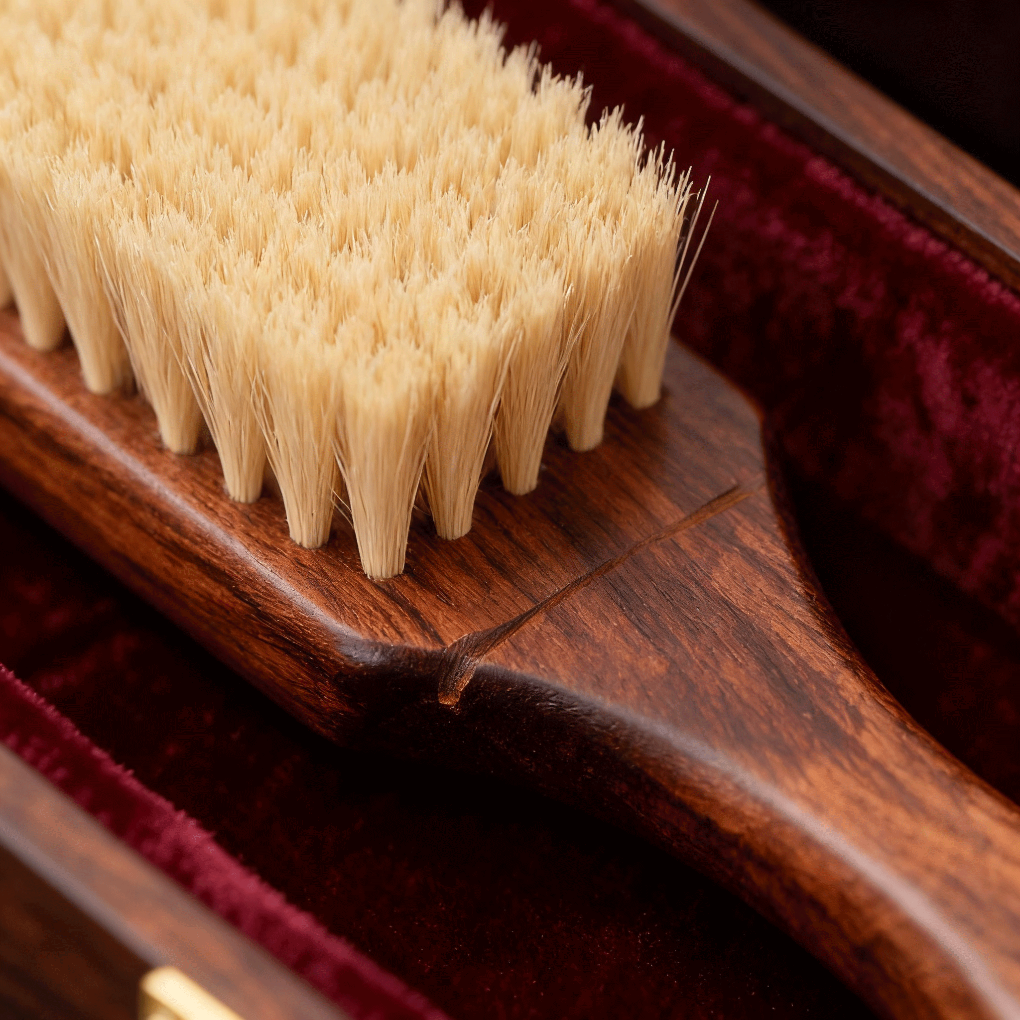 Sada 2 dřevěných kartáčů na boty vedle sebe