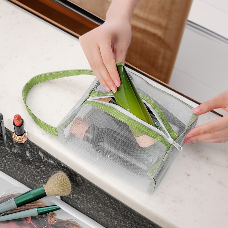 휴대용 투명 세면 파우치 수영장 여행 샤워백