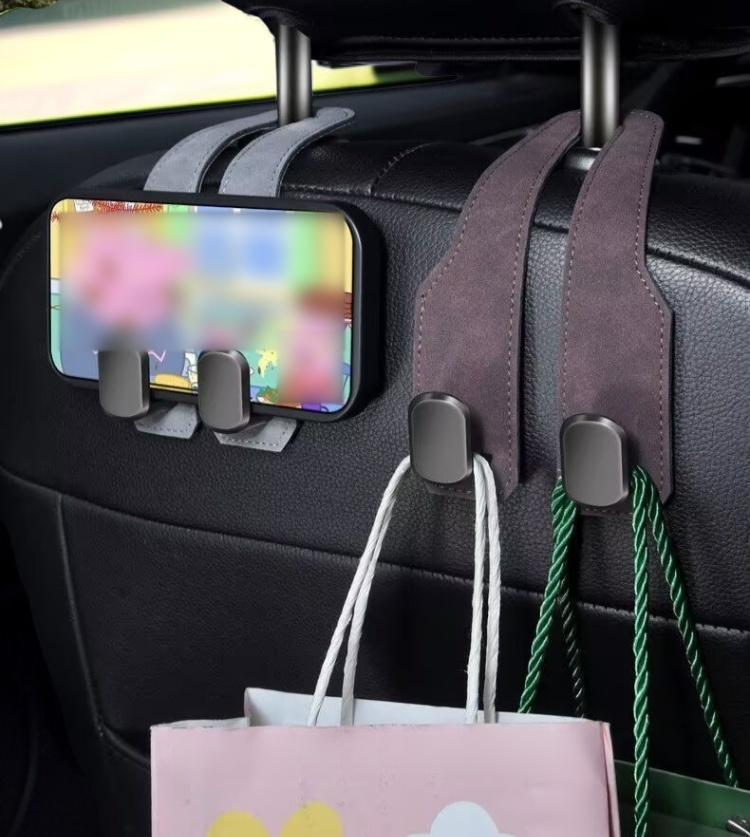 Durable car hooks installed on seat headrest