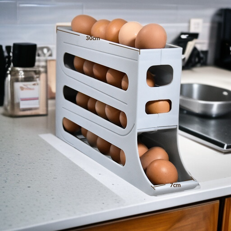 Kitchen Egg Organizer Roller Egg Rack Storage Box