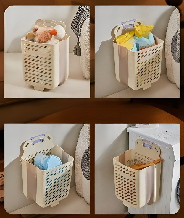 다양한 색상의 세탁 바구니 컬렉션
