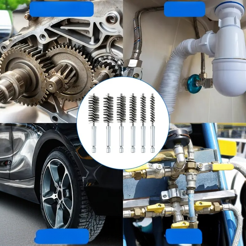 쇼트 육각봉 배관 브러시 공구세트 내공 녹제거 스크럽 와이어 브러시