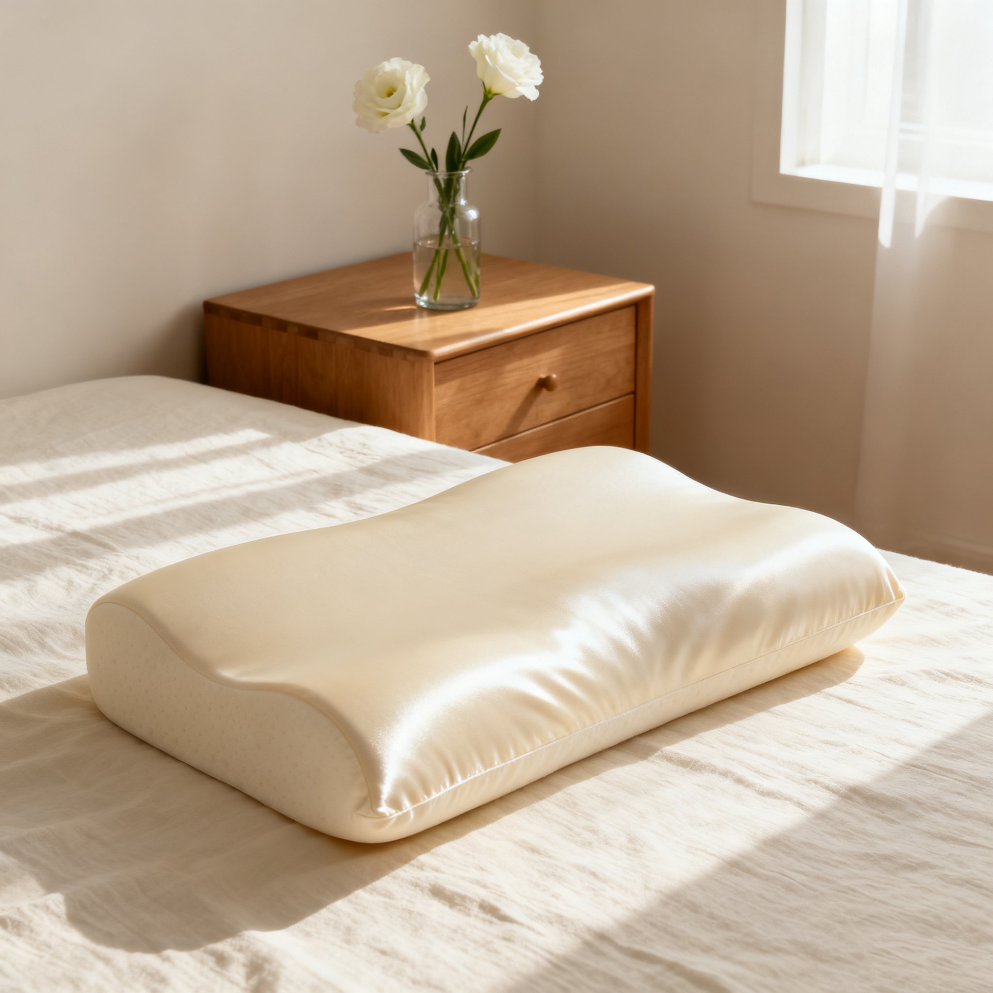 순수 실크 메모리폼 베개 (2개 세트)