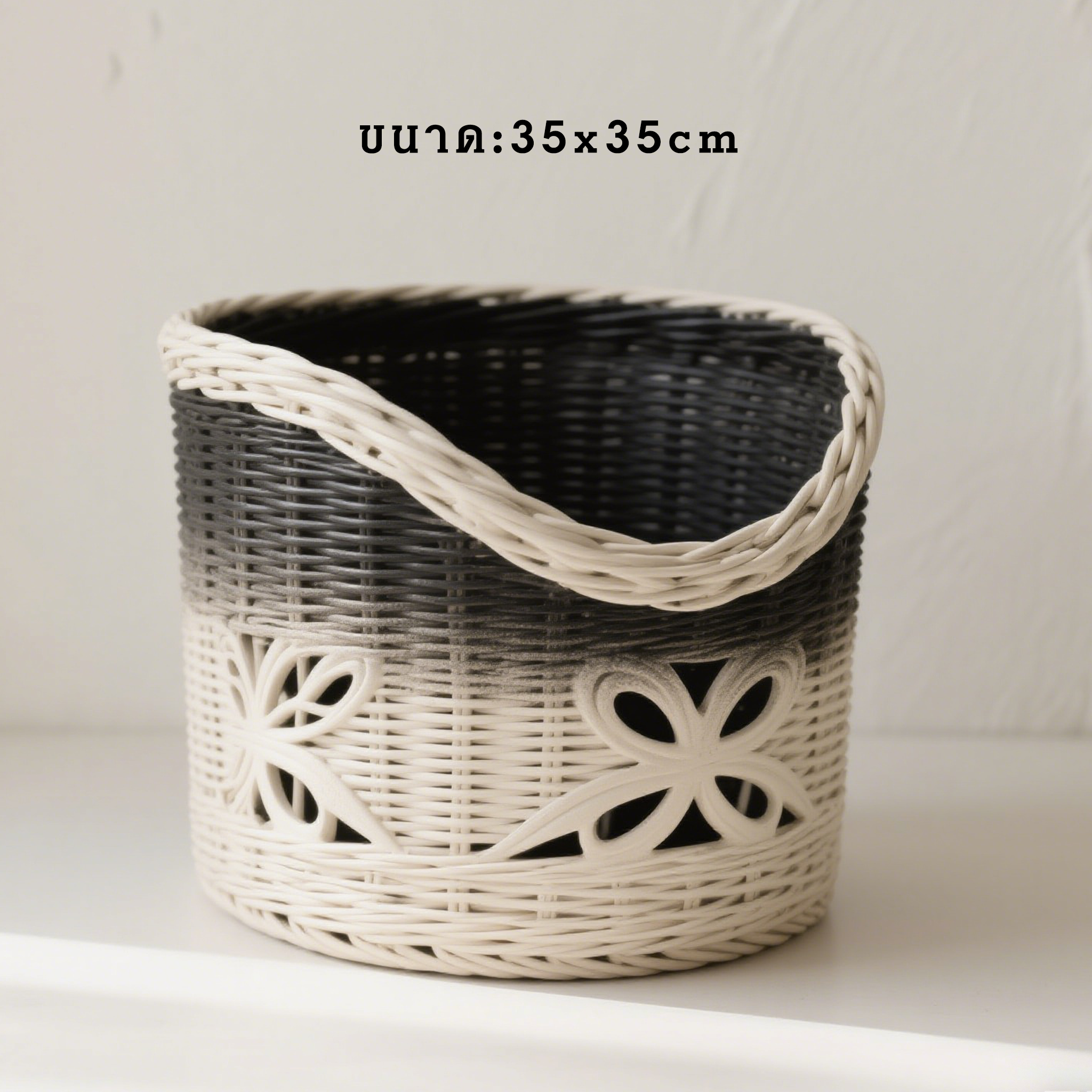 ตะกร้าหวายสานลายสำหรับจัดเก็บของ ชุด 3 ชิ้น