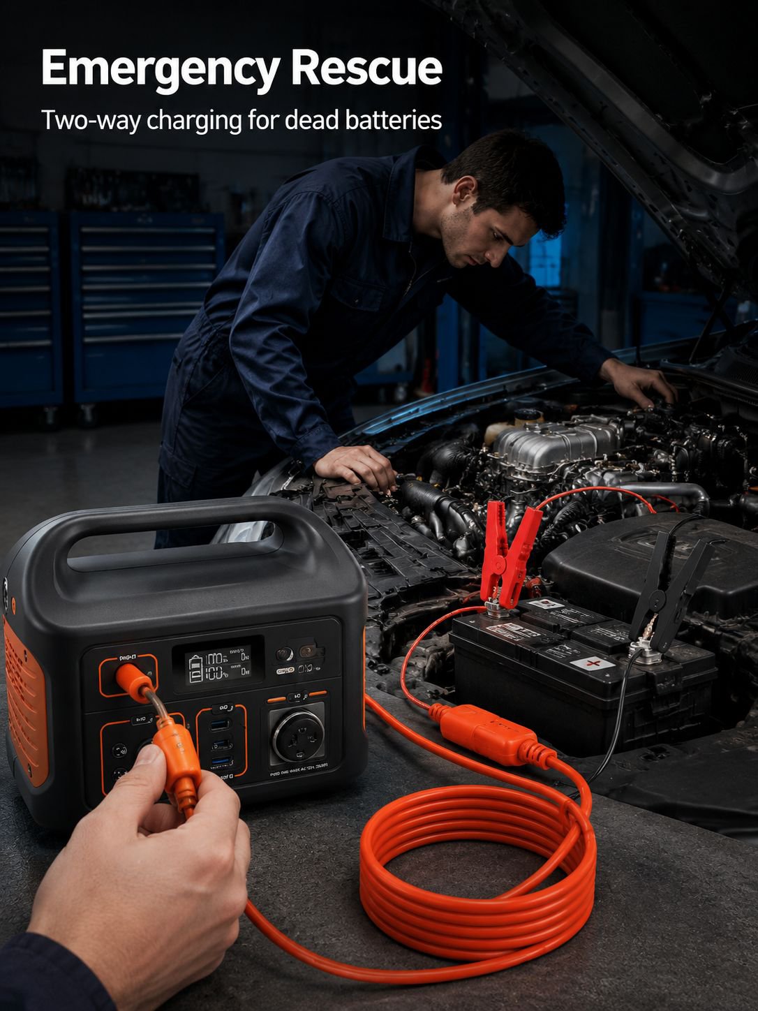 High quality car battery charging cable with insulated clamps
