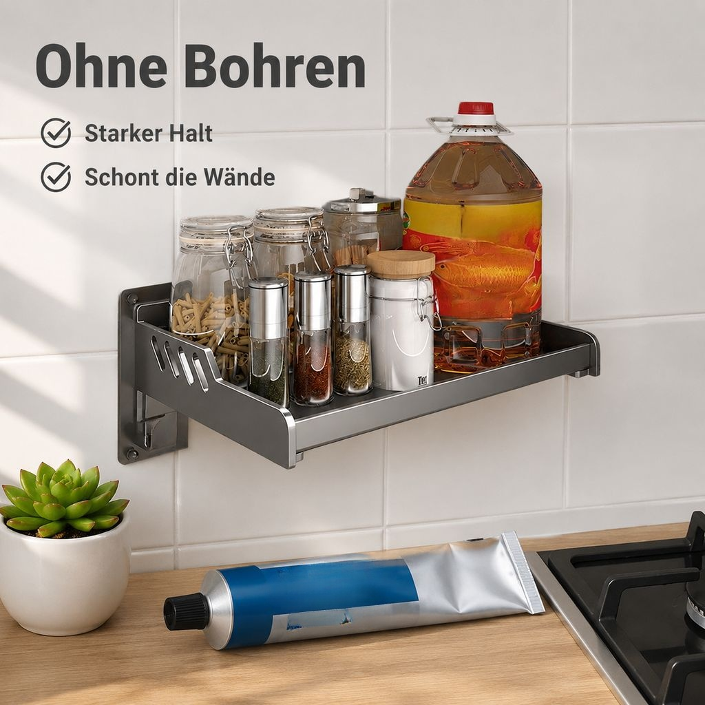 Hängendes Küchenregal für Gewürze – Bohrenfreie Montage
