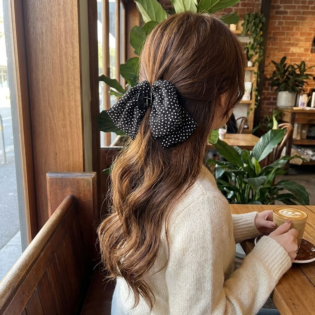 Retro-Haarspange mit großer Schleife und Polka-Dots
