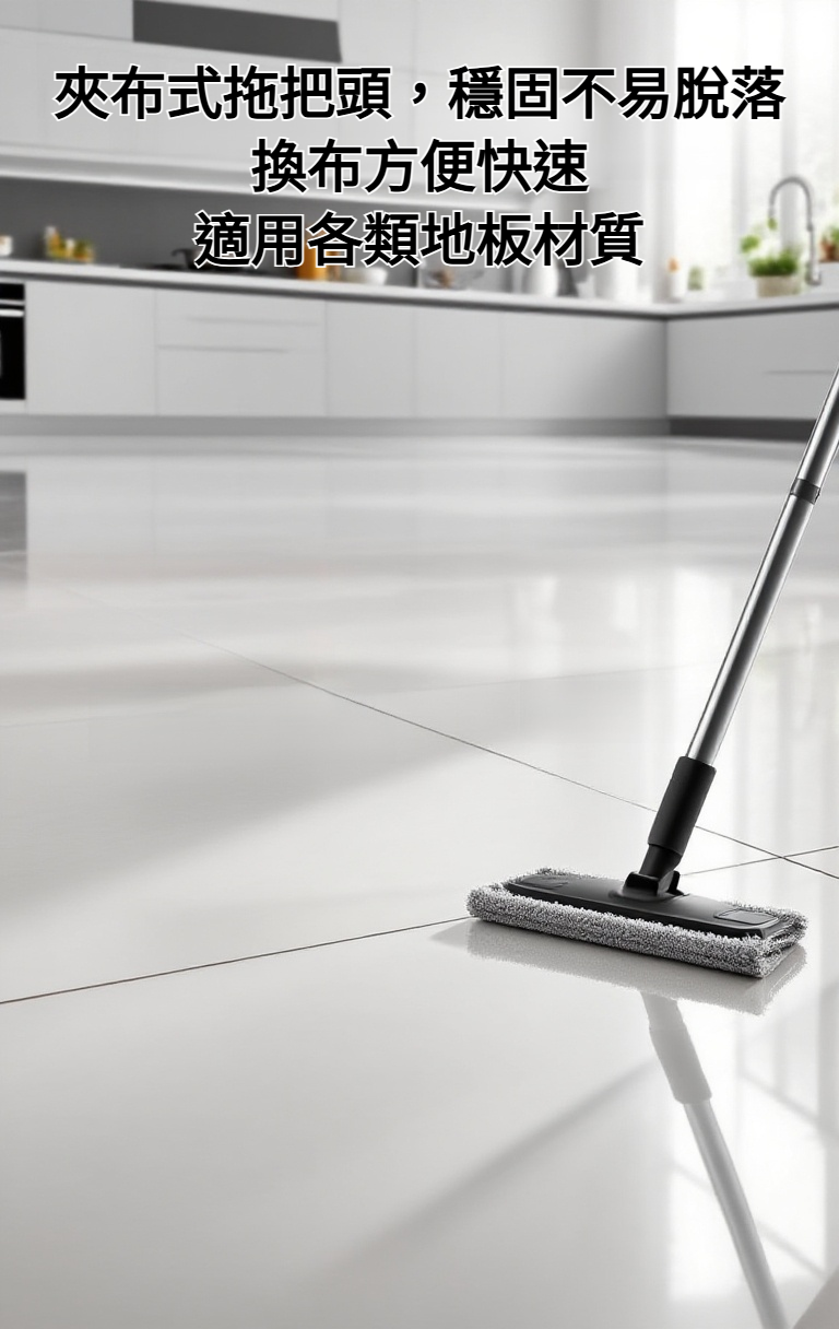 金剛砂乾濕兩用伸縮夾布拖把全貌圖