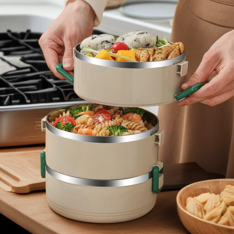 Caja de almuerzo portátil para estudiantes, resistente al calor