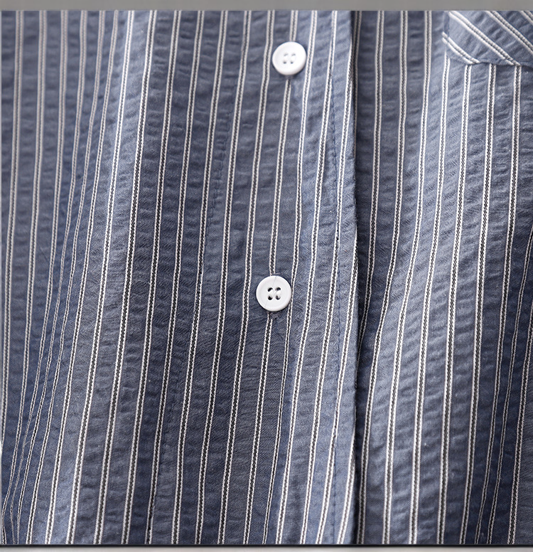 봄 가을용 여성 스트라이프 셔츠