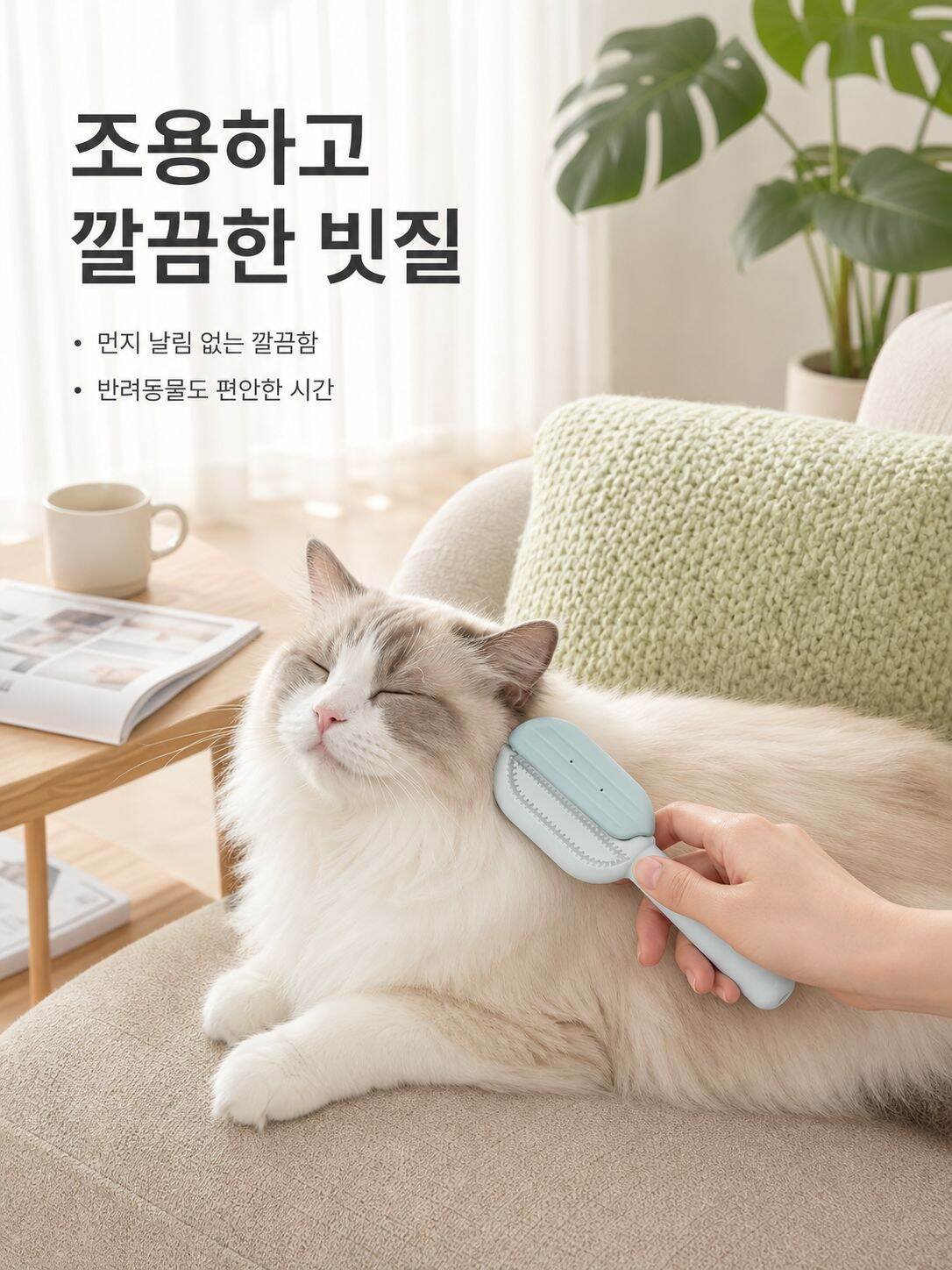 세척 가능한 애완견 털 제거 빗
