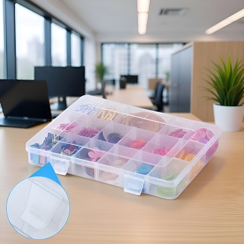 仕切りと透明な収納ボックスを備えたパッケージ