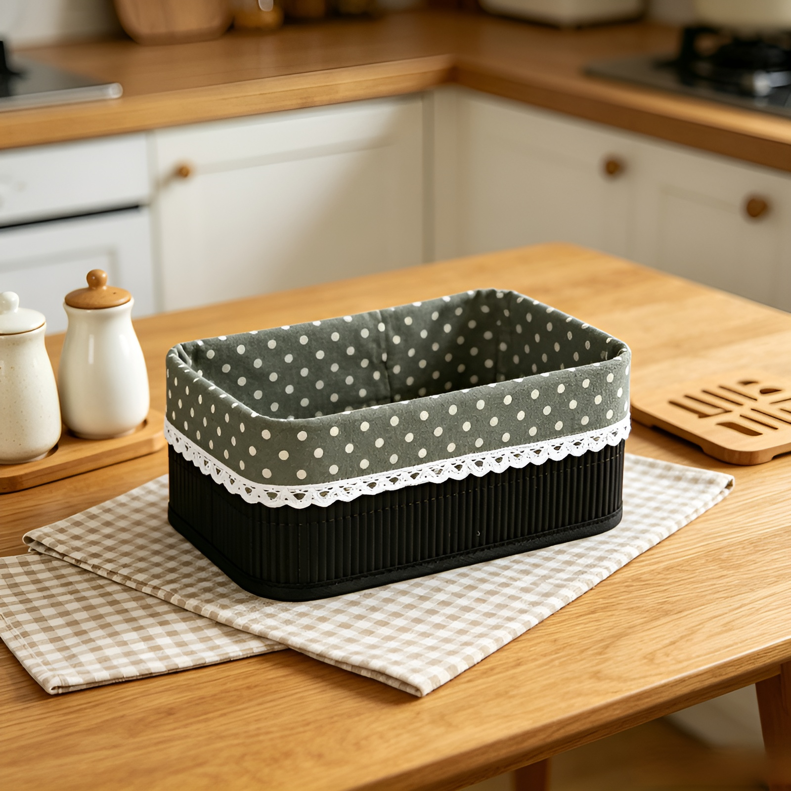 Panier de rangement en bambou tressé