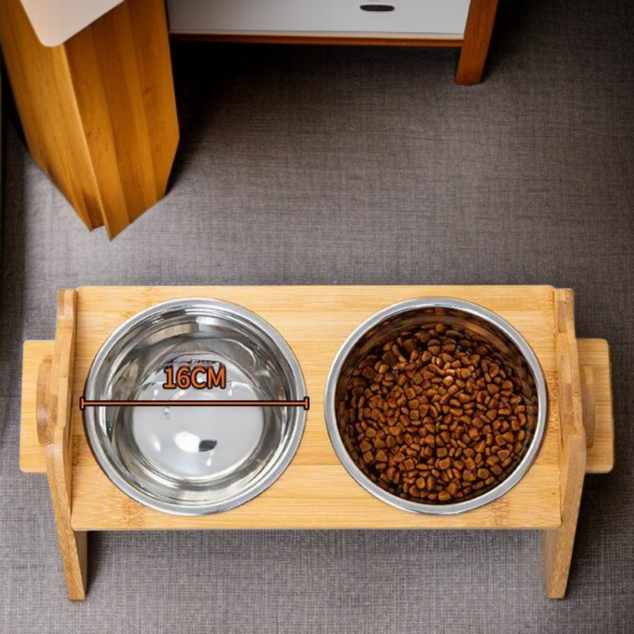 애견용 식탁 스텐 애견 그릇 더블 그릇 피더 대나무 나무 그릇 애견 고양이 그릇