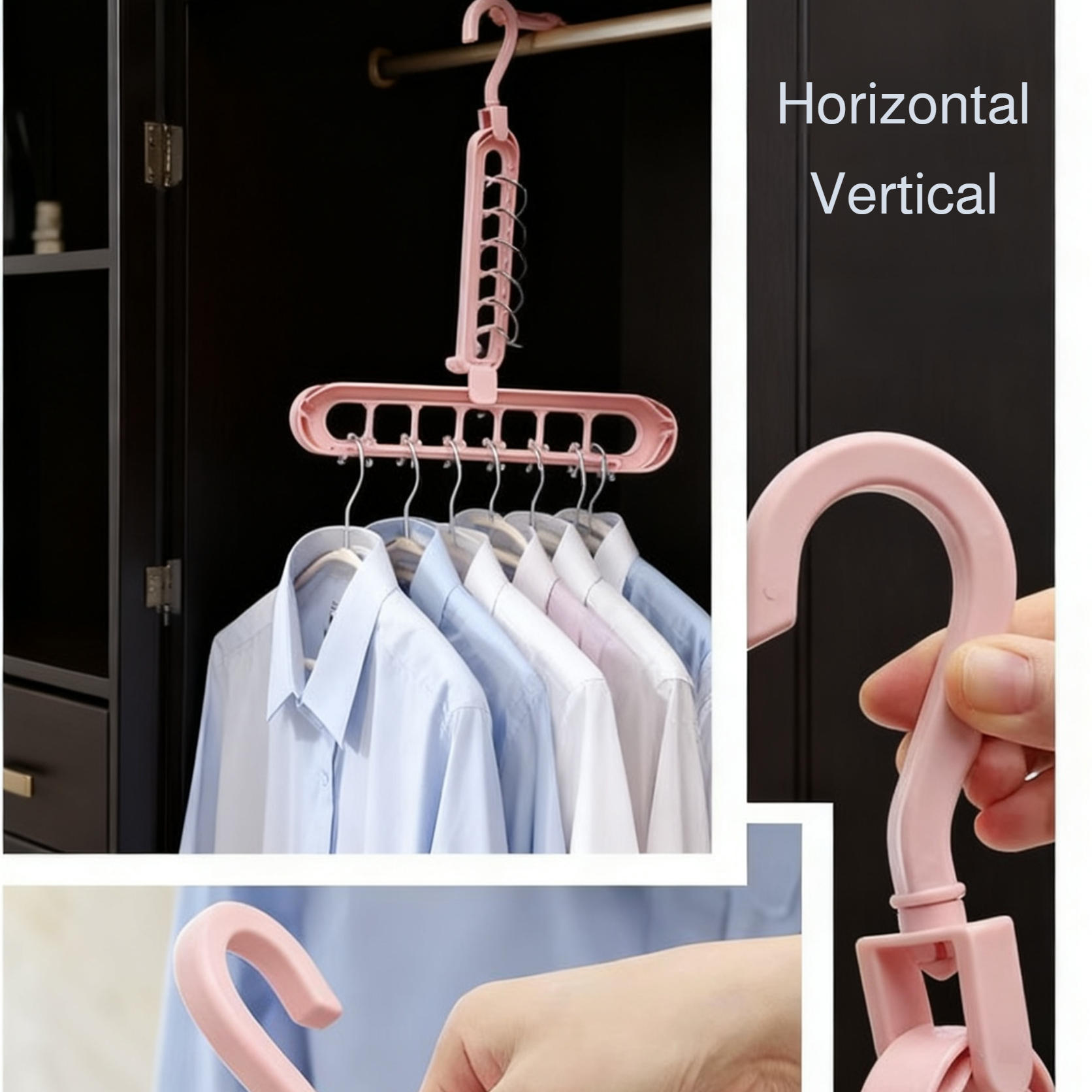  Space-Saving Folding Clothes Hanger with 9 Holes for Home Organization