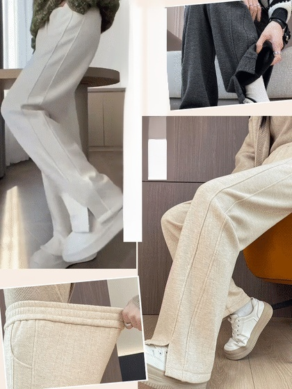 가을 겨울용 뒤 기모 하이 웨스트 레이디스 팬츠