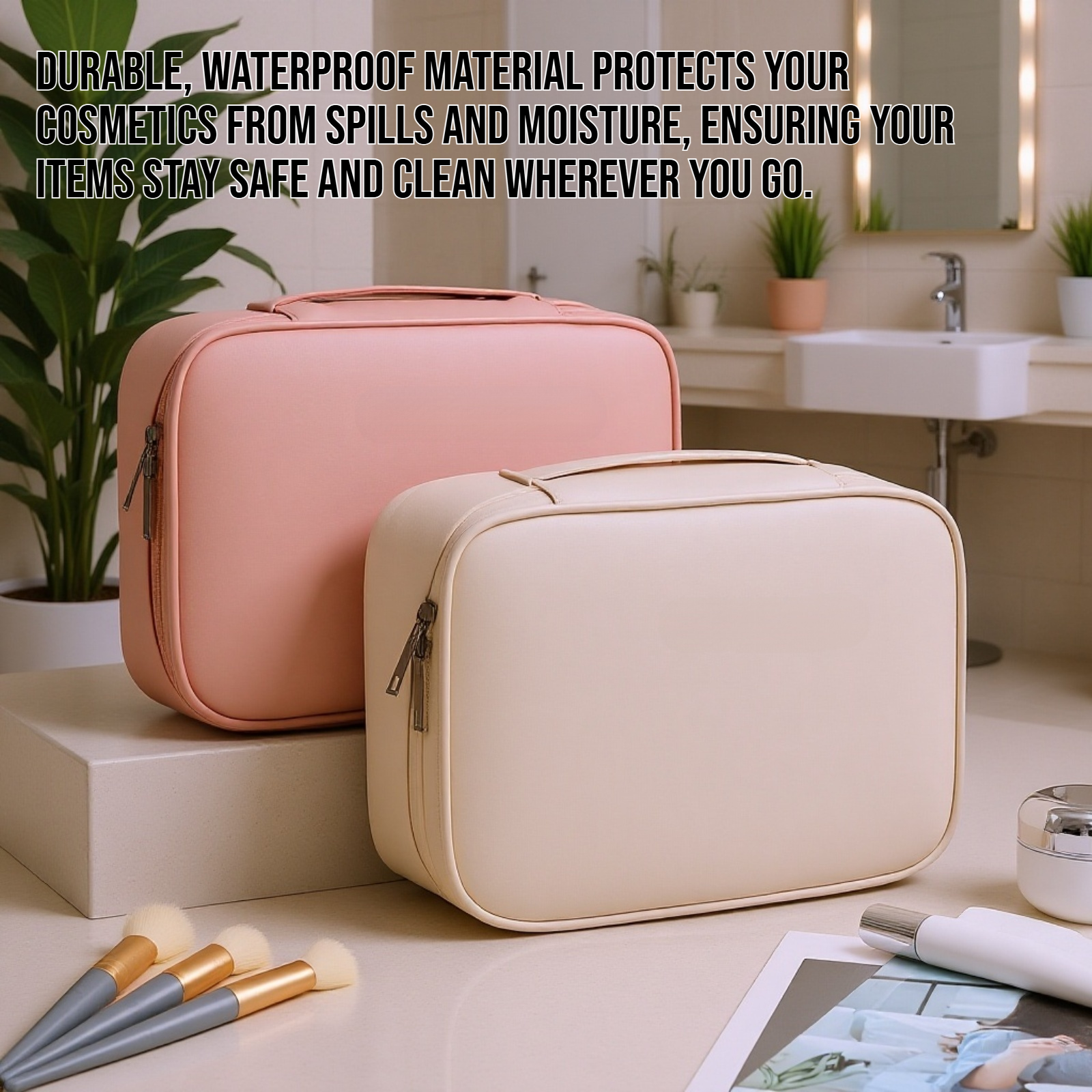 Large capacity portable cosmetic storage bag
