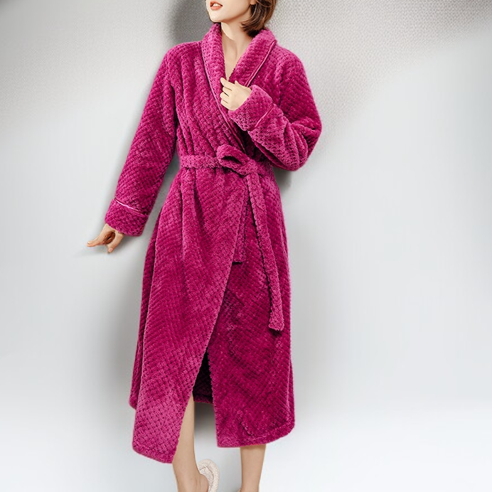 睡袍秋冬加長加絨加厚