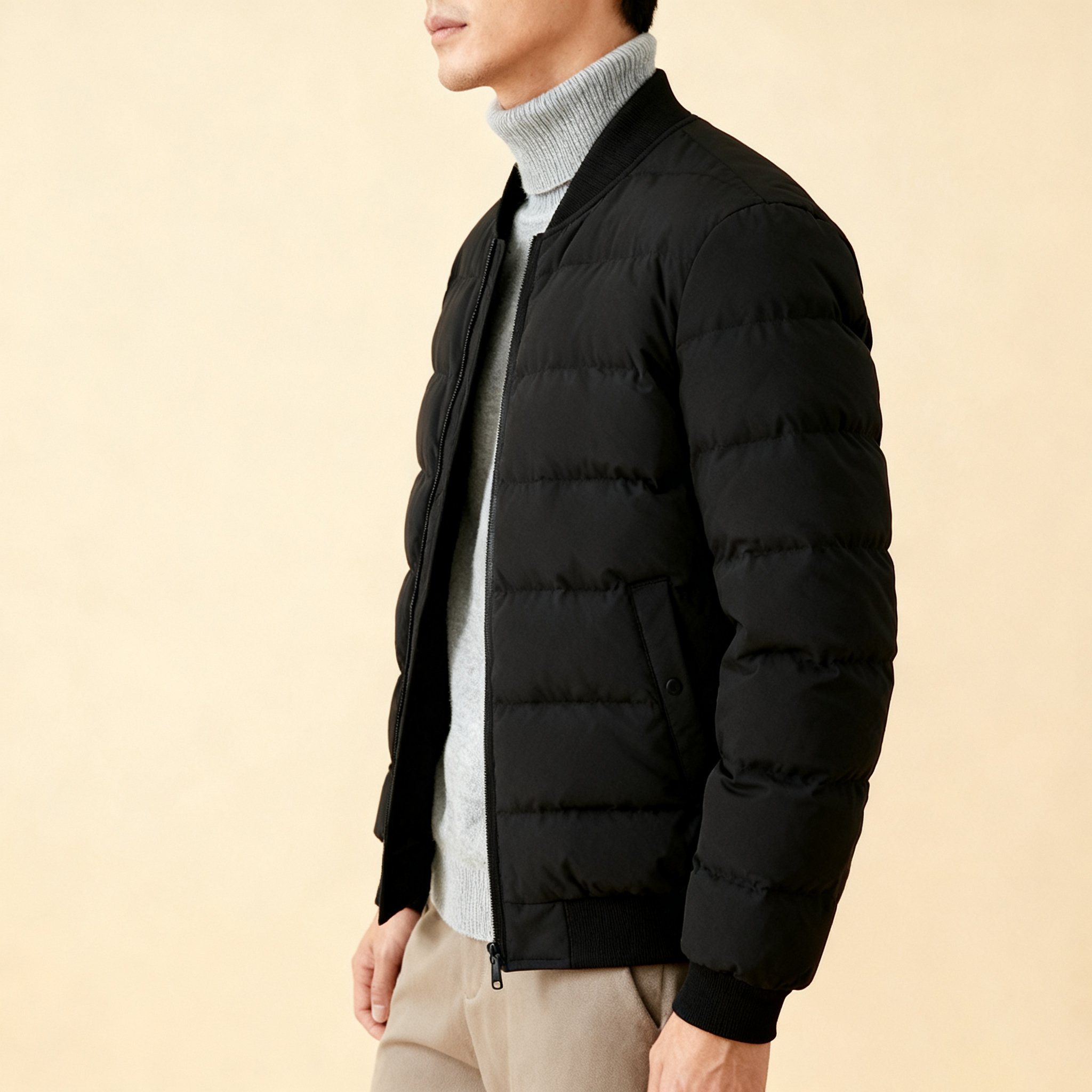 ショート丈クルーネックコットンジャケット全体画像