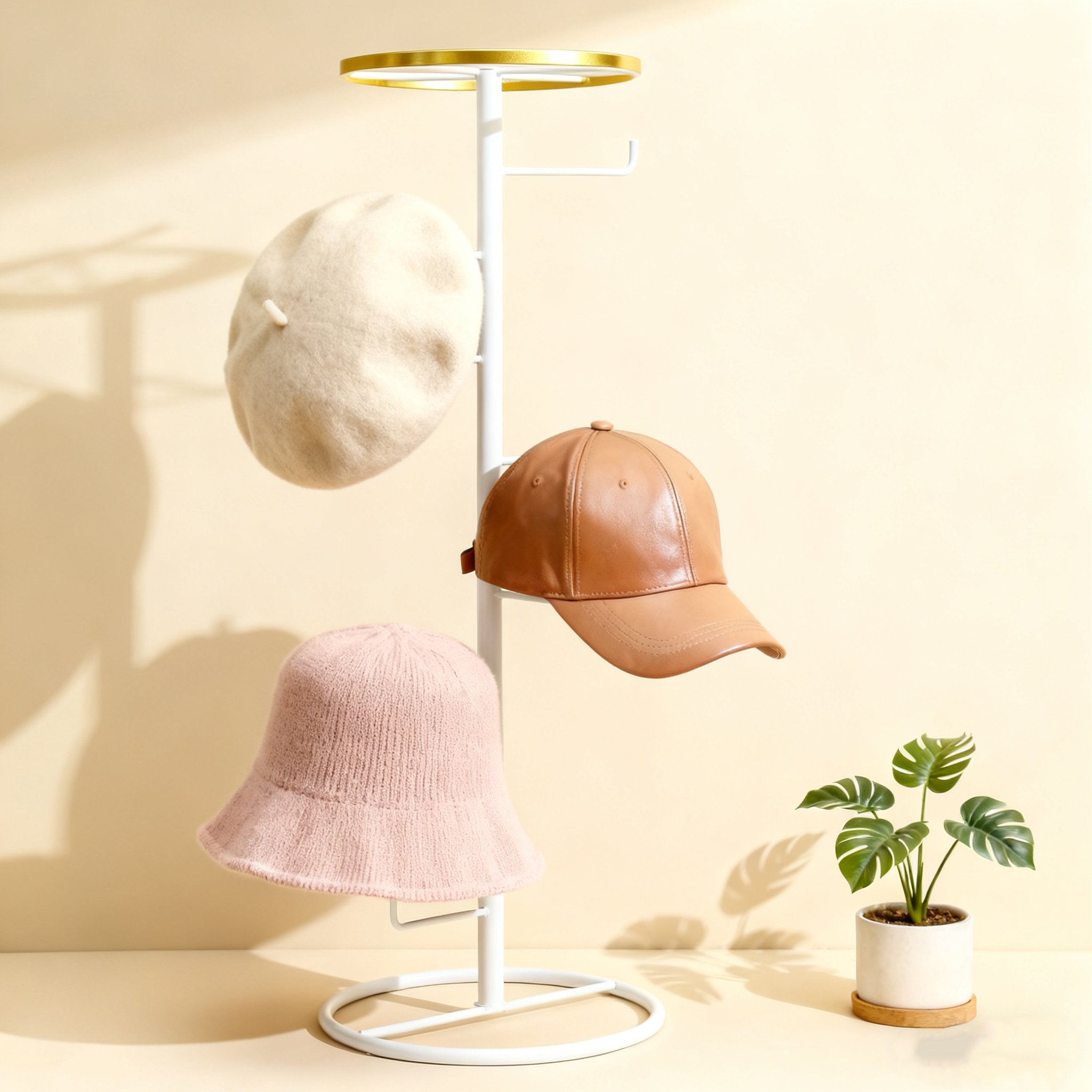 모자 정리대로 모자를 깔끔하게 정리한 모습