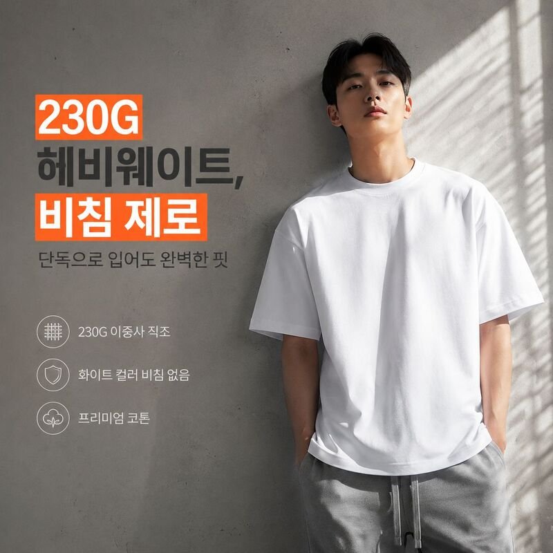 소로나 순면 루즈핏 베이직 남성 반팔 티셔츠