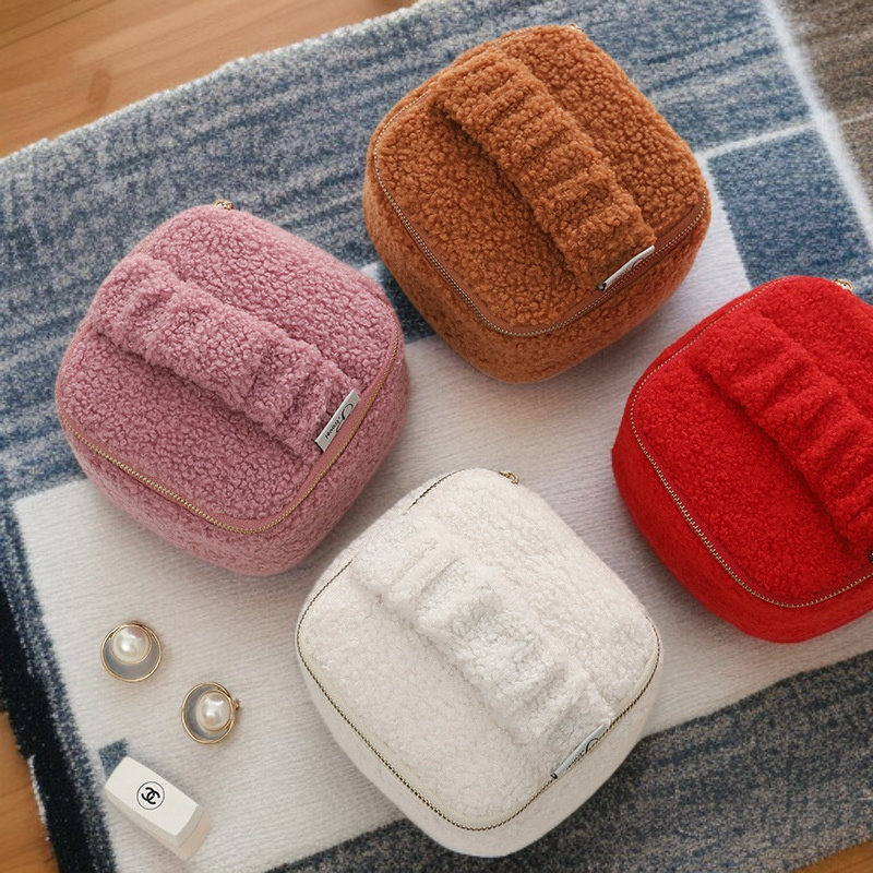 Beliebte Schmuckschatulle aus Lammsamt, multifunktionale Kosmetiktasche, Schmucktasche, tragbare und