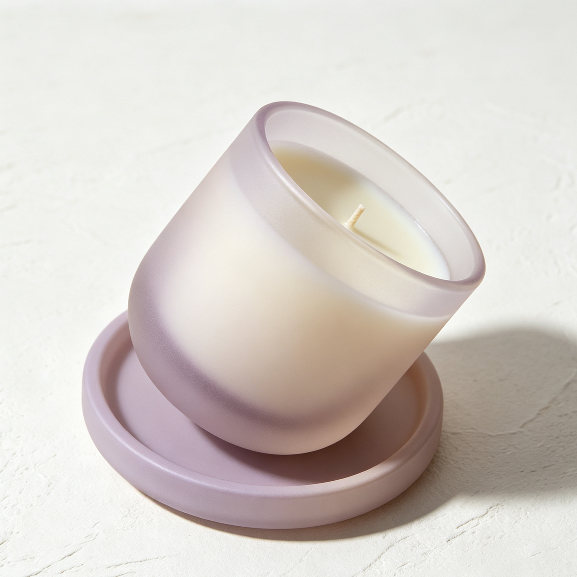 Frosted Purple Scented Candles (with Tray) (3 pieces)