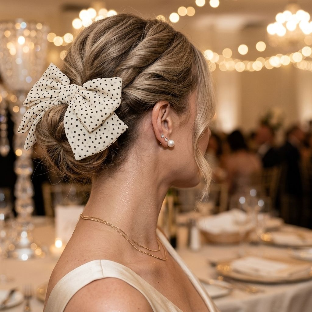 Retro-Haarspange mit großer Schleife und Polka-Dots