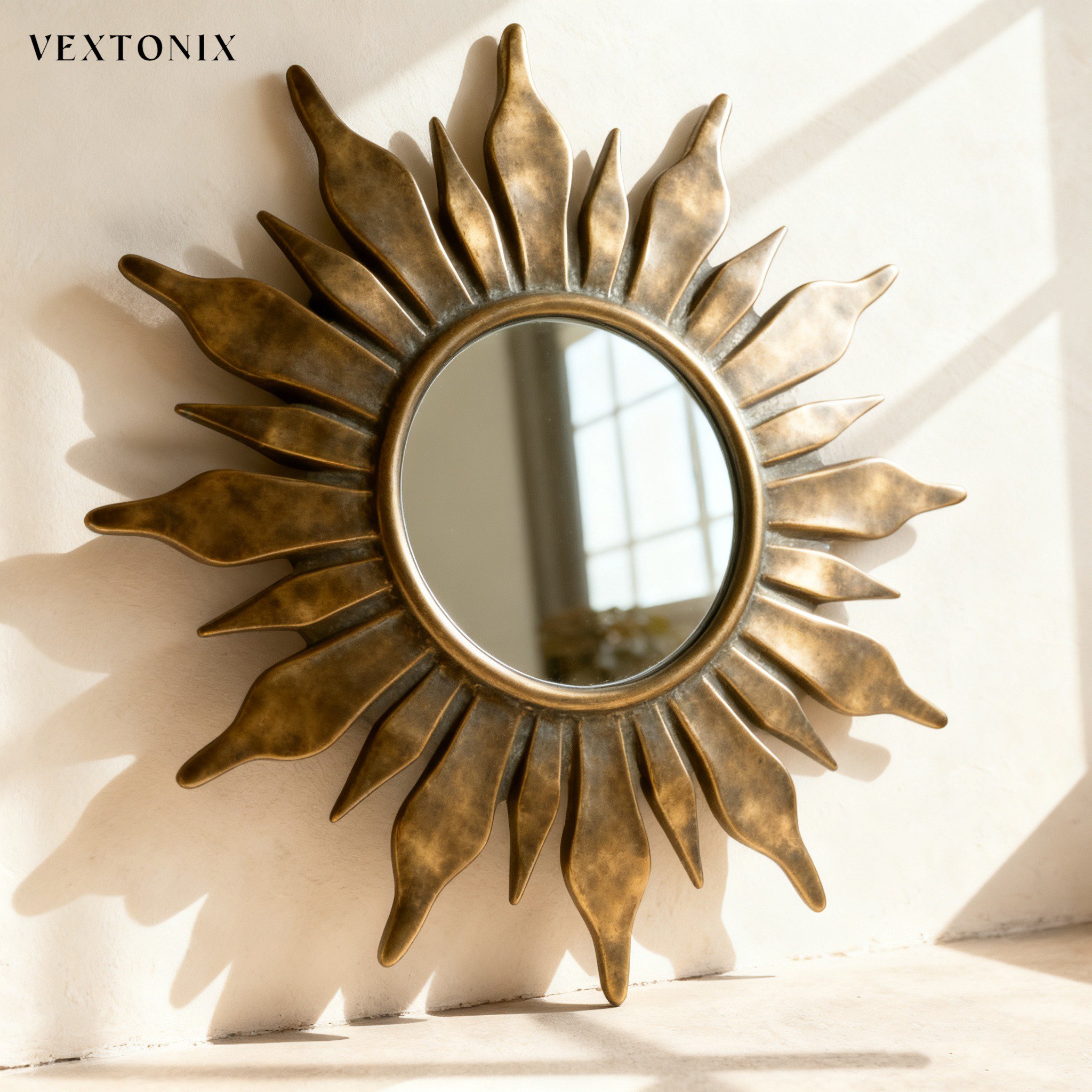 กระจกโลหะดอกทานตะวันสไตล์หรูหราเบา