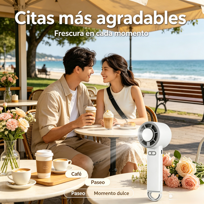 Ventilador portátil y de escritorio con enfriador, 5 velocidades ajustables y gancho