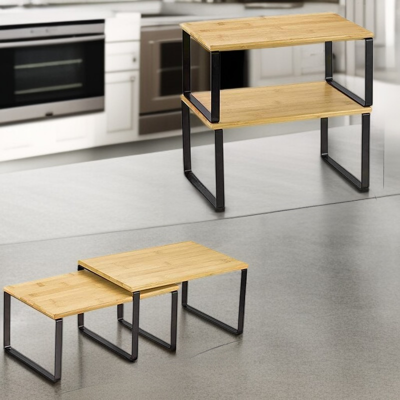 이층 스택형 주방 철제 양념 보관 선반 