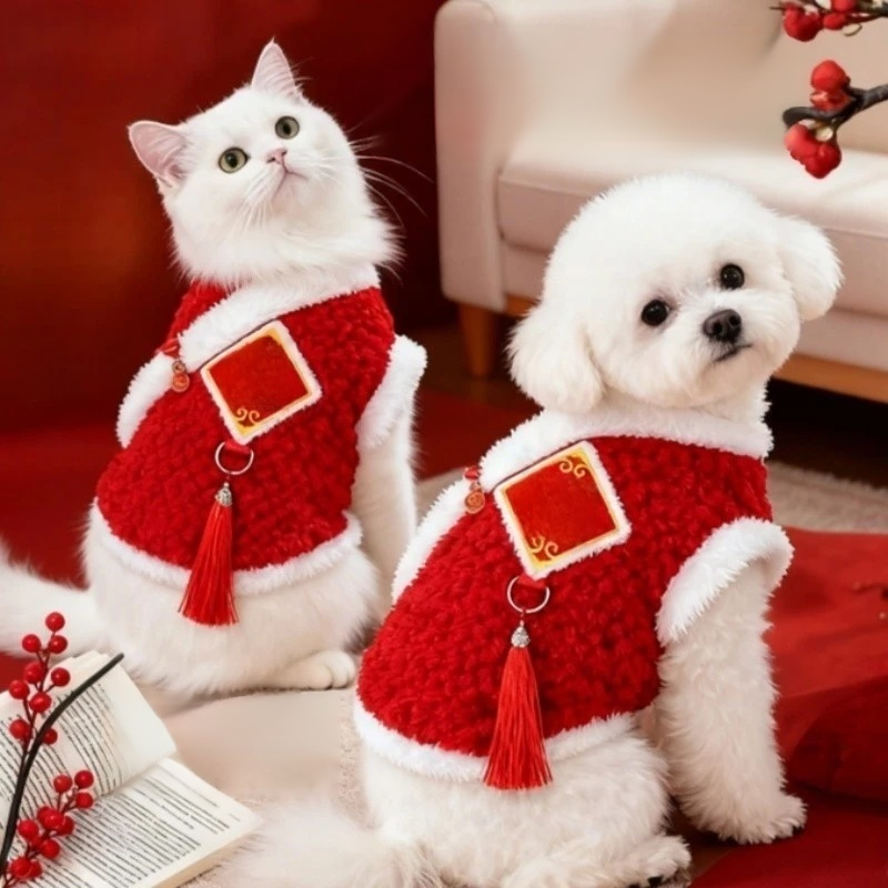 ชุดเดรสหนาสำหรับใส่ในบ้าน ลายแมว เหมาะสำหรับเทศกาลตรุษจีน