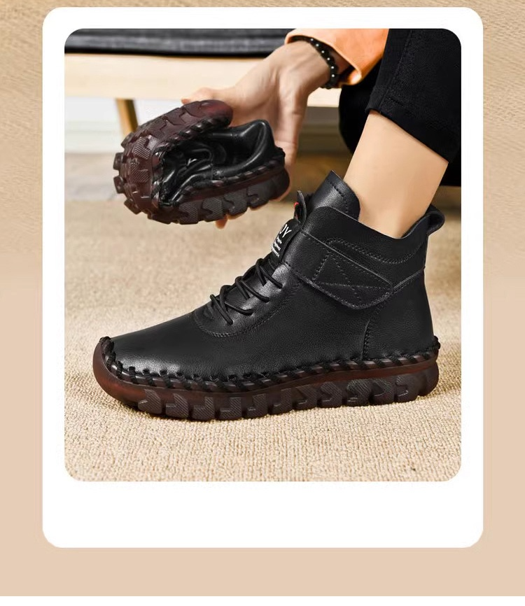 カシミヤ100%裏地レディースアンクルブーツ全体画像