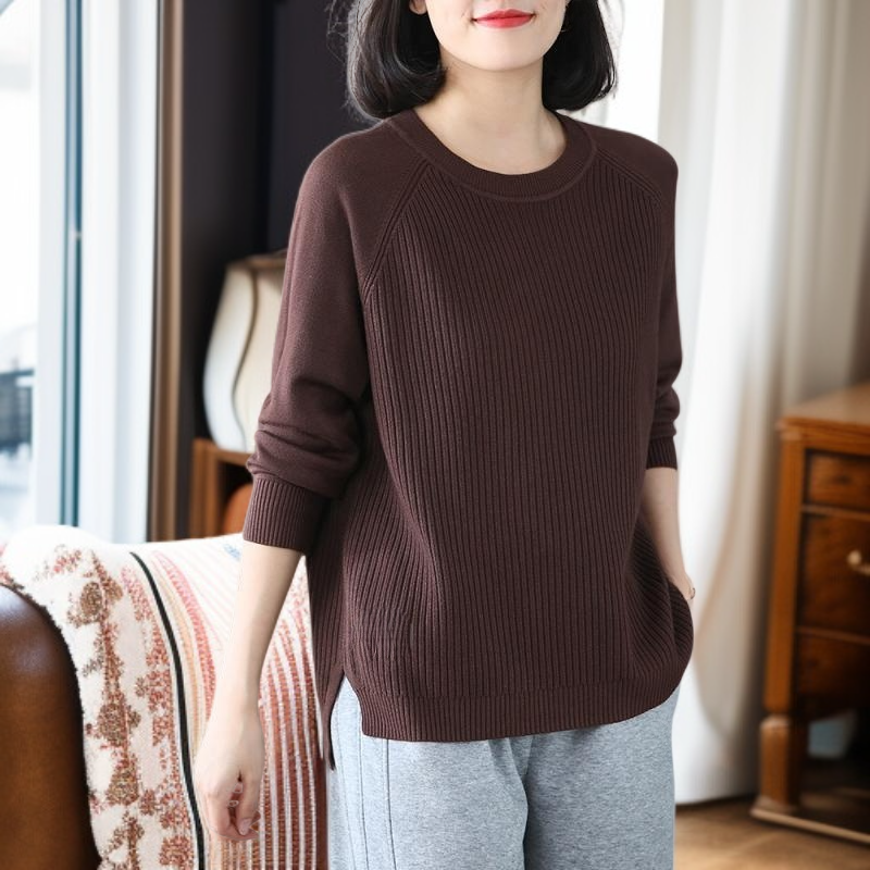 クルーネック スプリットセーター