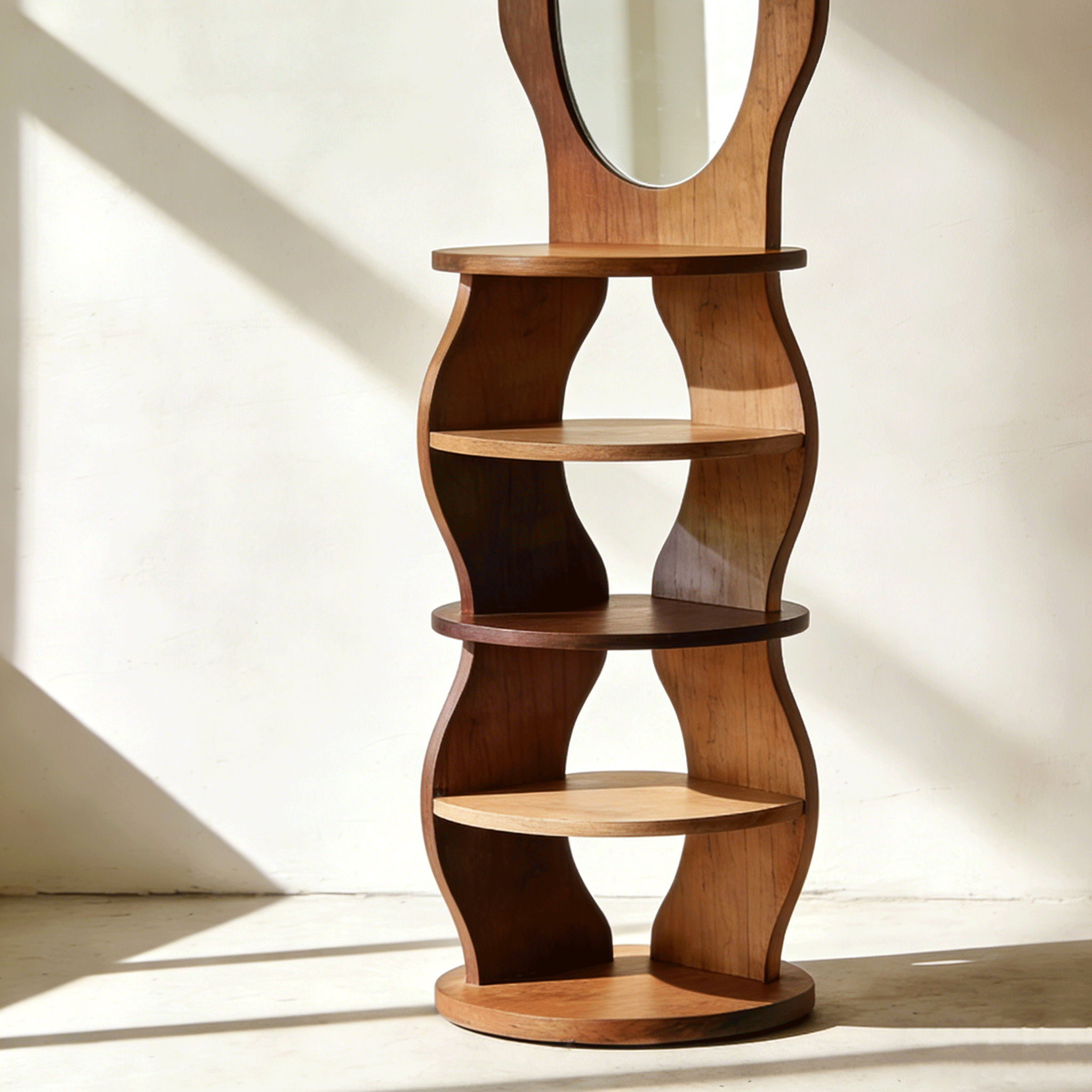 収納スペース付きミラーシェルフのディテール