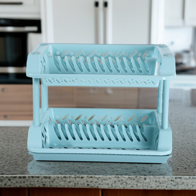 Kitchen double-layer plastic rack drain rack dish rack tableware washing rack double-layer cutlery r
