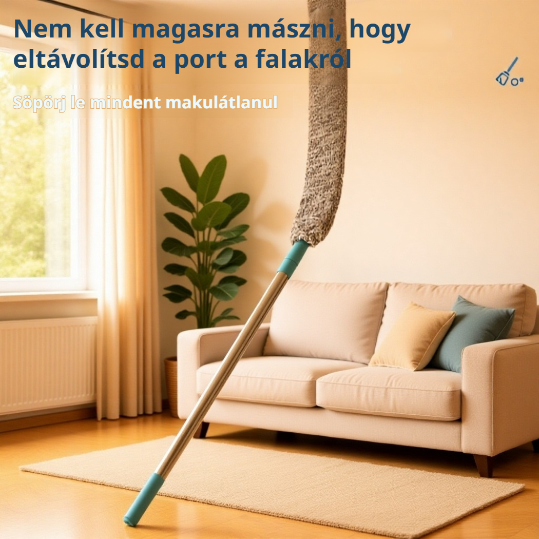 Tisztító portörlő használat közben a nappaliban