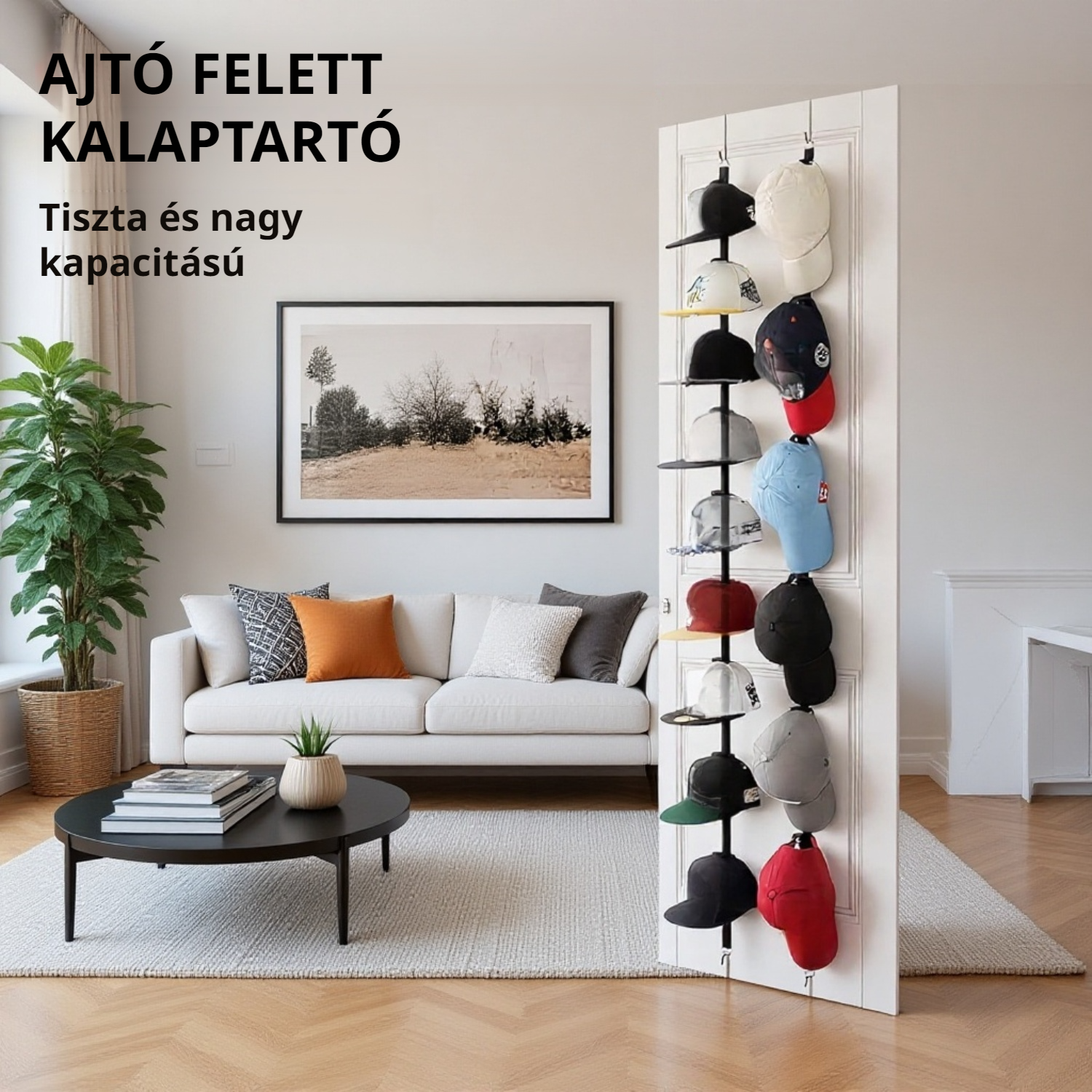 Praktikus tárolási megoldás sapkákhoz