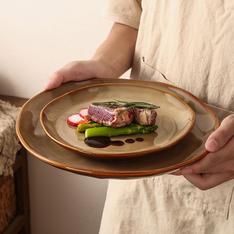 Colored Glass Ceramic Plate and Bowl Set