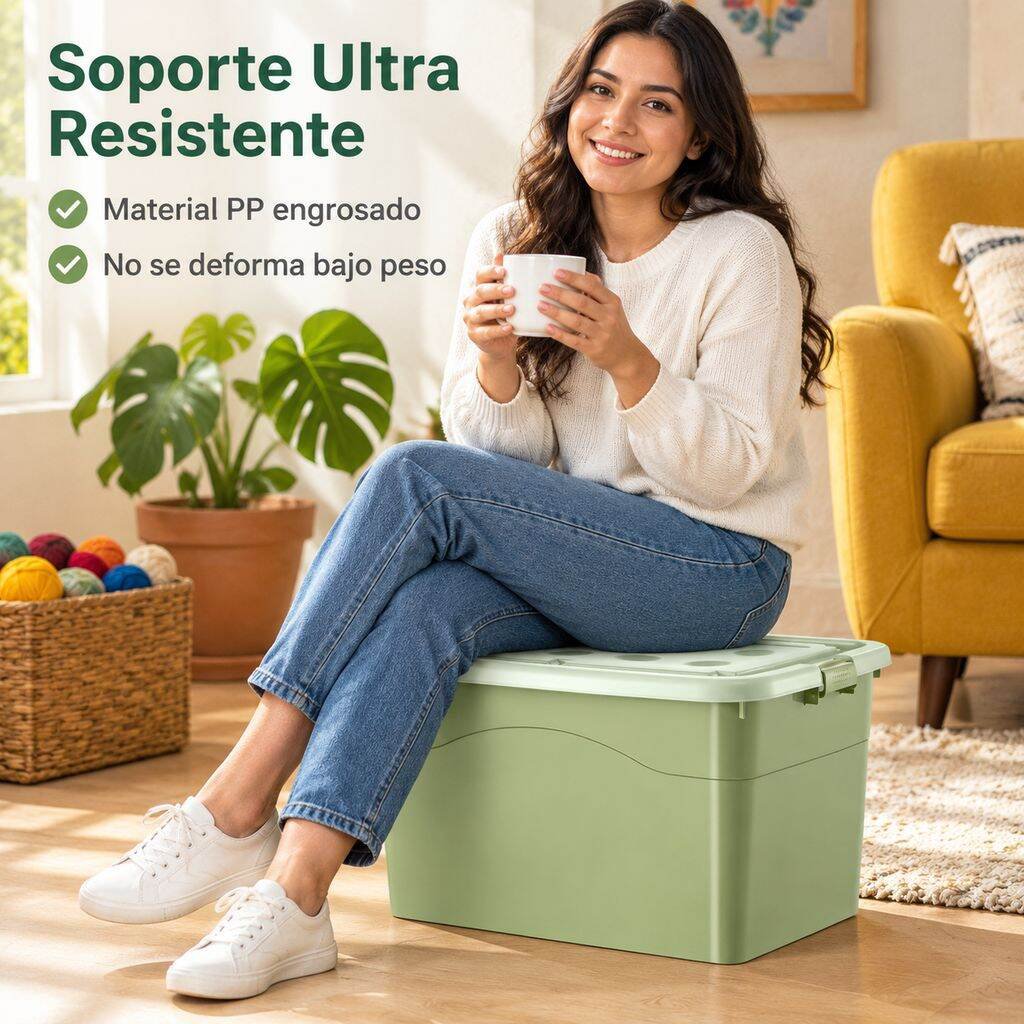 Caja organizadora grande de plástico con ruedas para mantas, juguetes y ropa