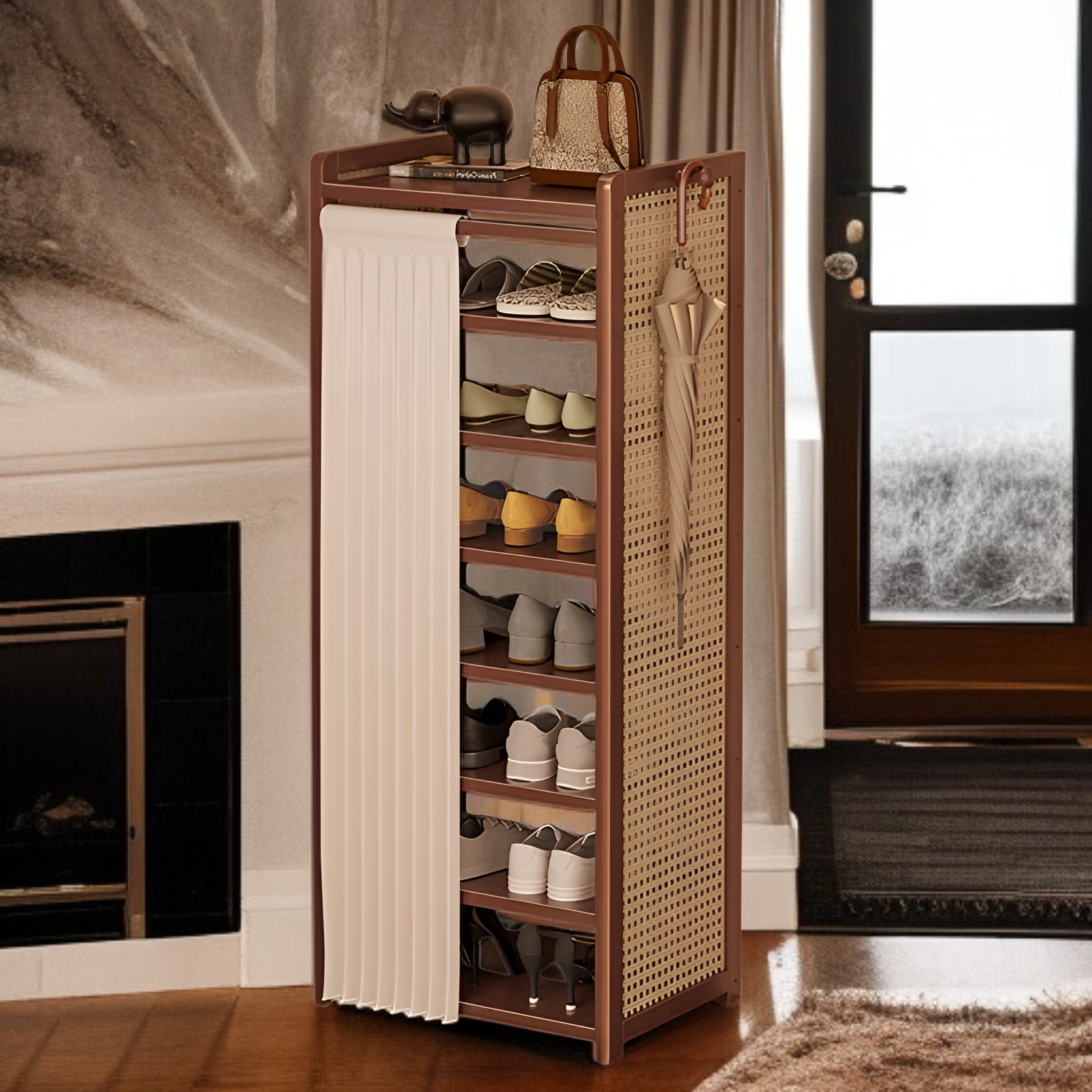玄関にぴったりの省スペースシューズ収納