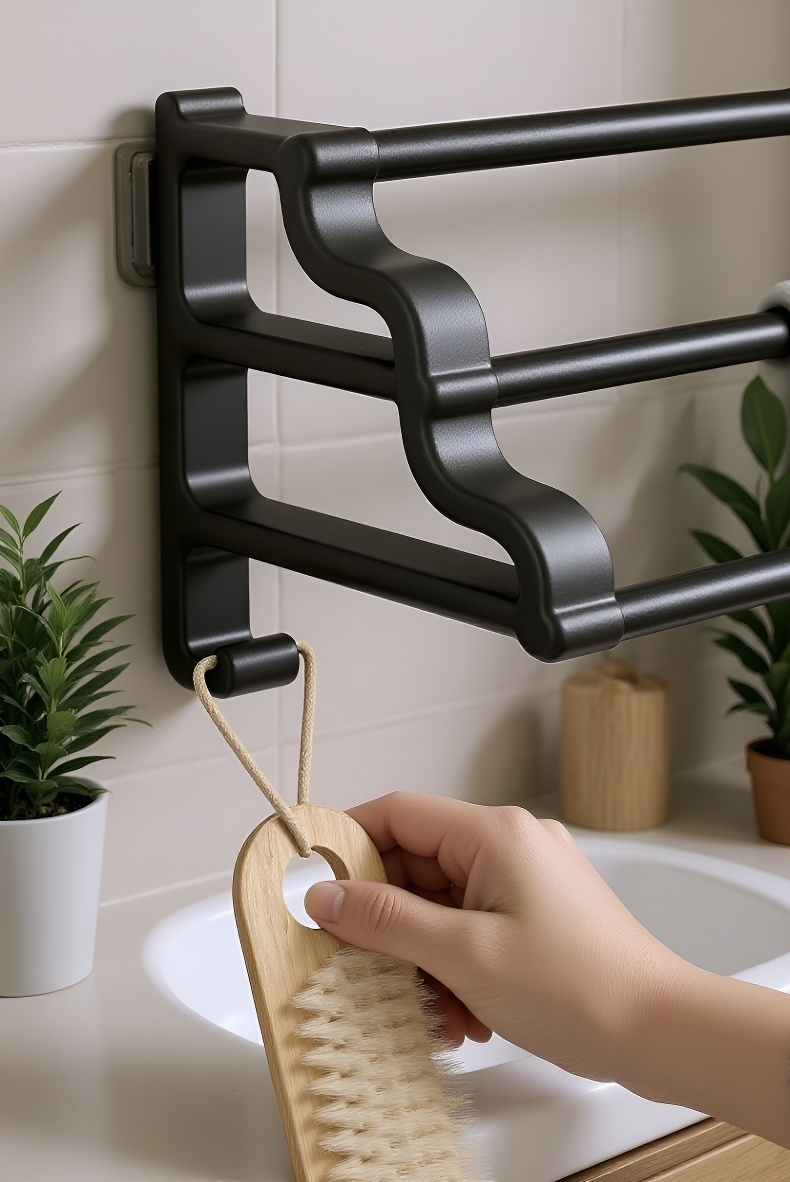 쉬운 설치 방법을 보여주는 수건걸이 사용법