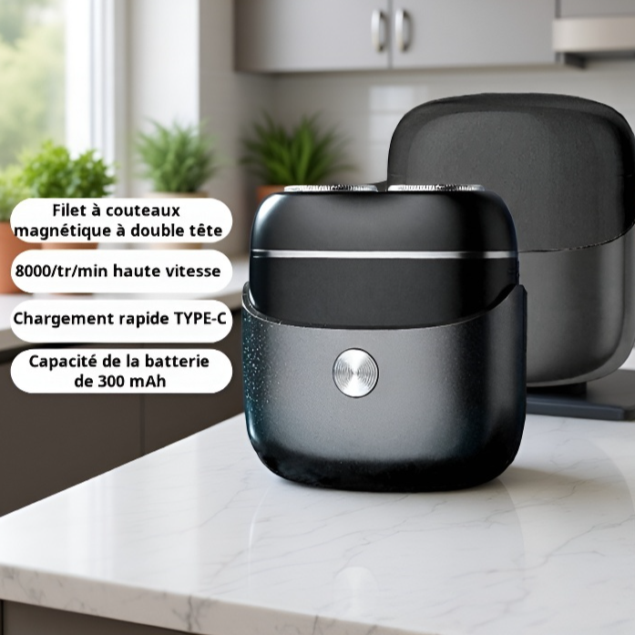 Mini rasoir double tête, lavable et rechargeable