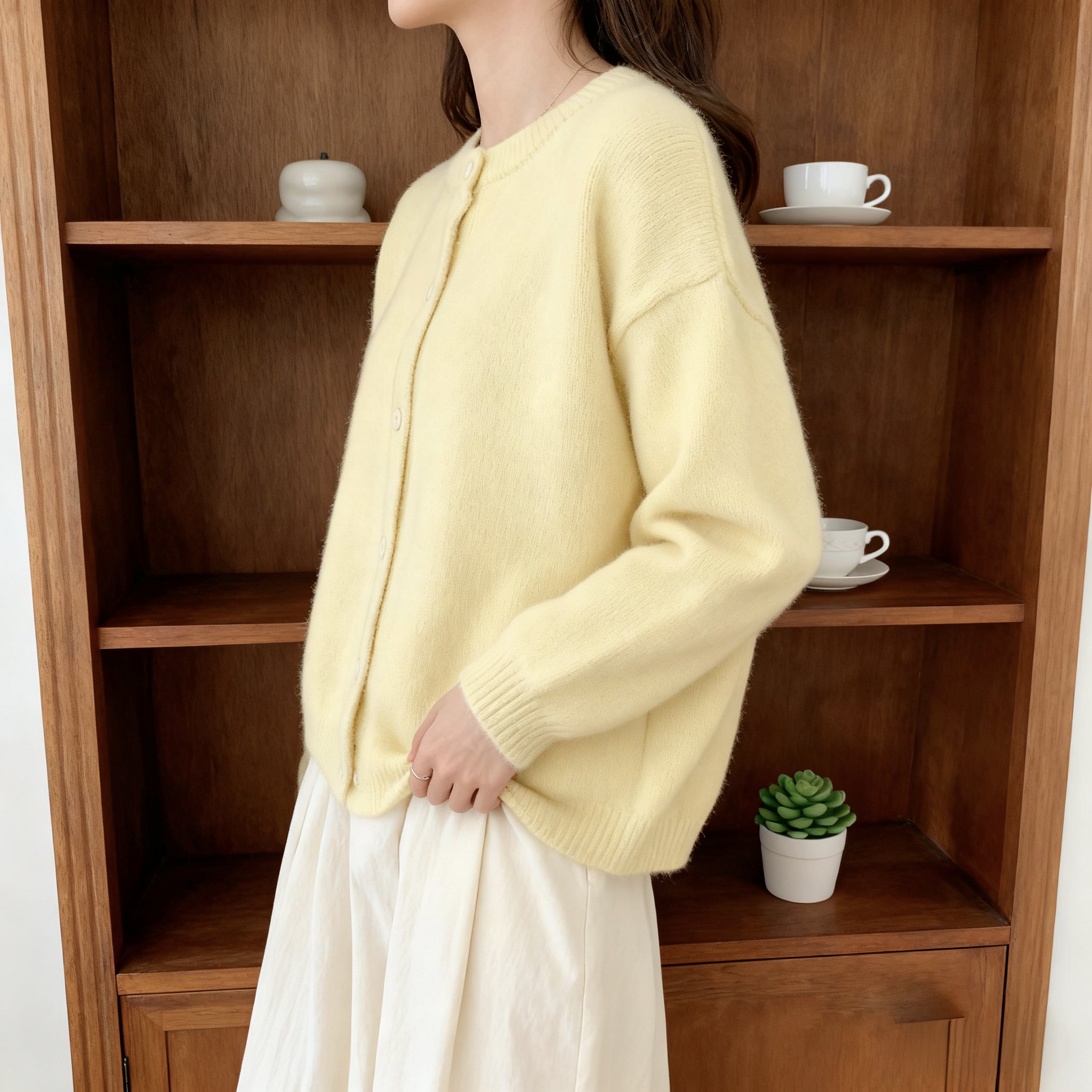 연노랑색 니트 재킷