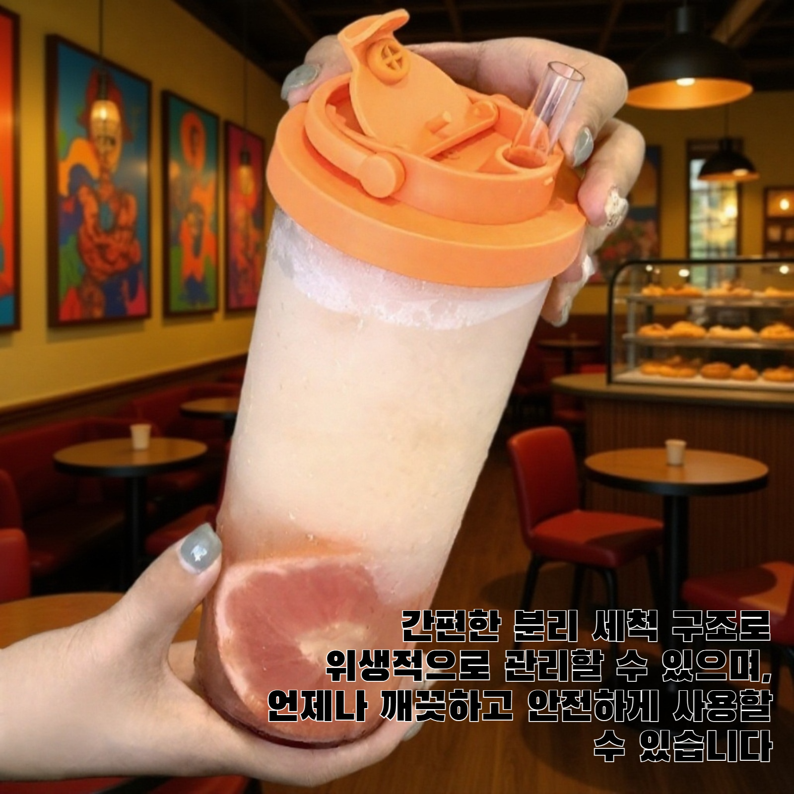 버블티와 타피오카 펄을 담은 대구 버블티컵